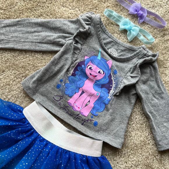 My Little Pony Long Sleeve, Leggings, Tutu, Headbands 3-Piece Outfit Size: 12M - Picture 3 of 13